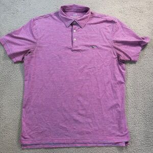 Vineyard Vines Performance Polo Shirt Mens Large Pink Blue Striped Short Sleeve